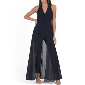 SLNY Navy Sleeveless Walkthrough Jumpsuit